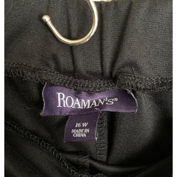 Roaman’s Black Cropped Pants w/ Floral Lace Hem – Plus Size 16W - Picture 4 of 4